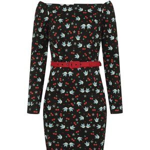 Swallows & Cherries Pencil Dress